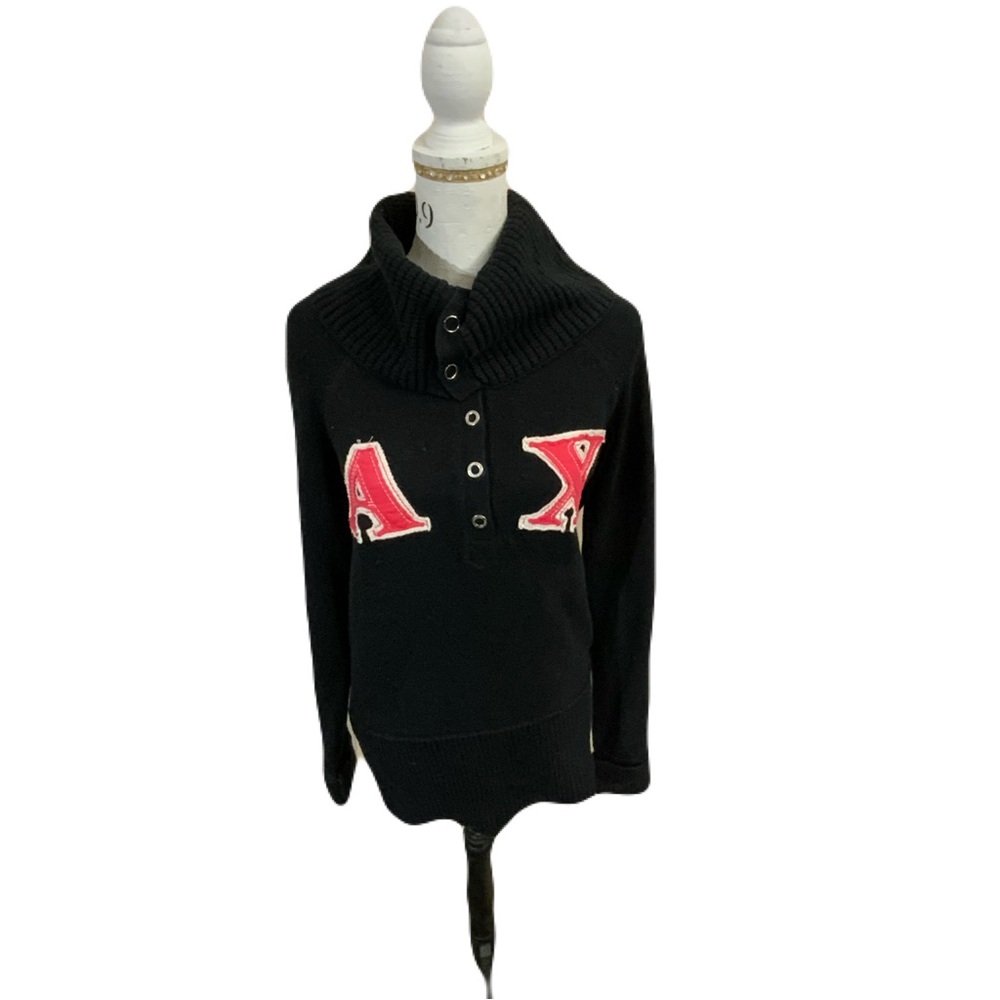 Armani Exchange Black Sweater with Red Logo